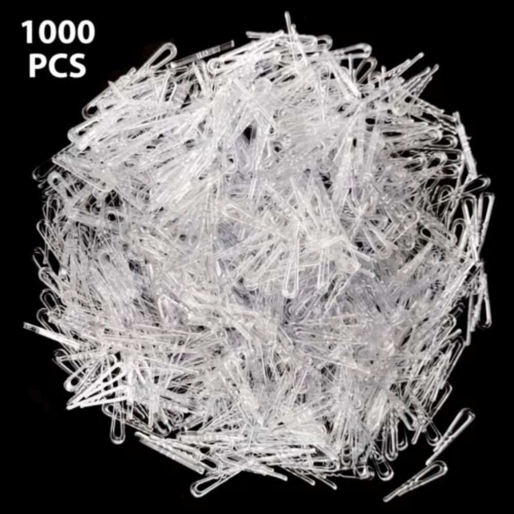 1,000 Pcs Clear Plastic Alligator Clips - Clear 1"-7/16'' Clothes Folding Clips